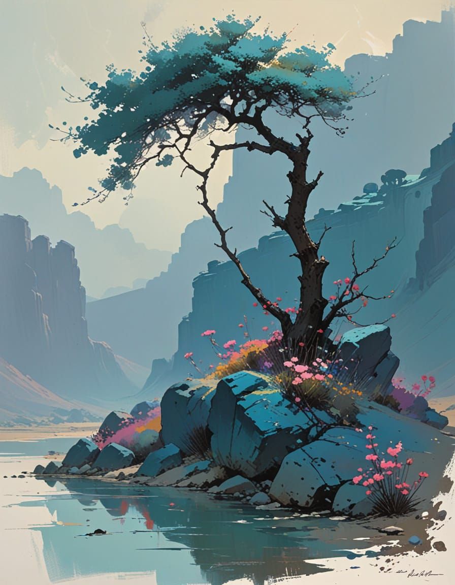 Desert Blooms in Vibrant, Expressive Style