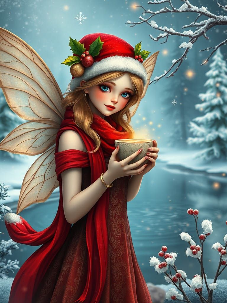 Whimsical Winter Fairy in Christmas Wonder