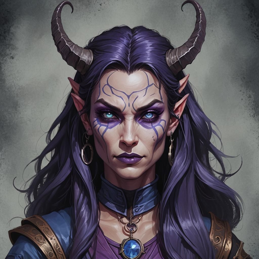Purple Tiefling Rogue with Criminal Past