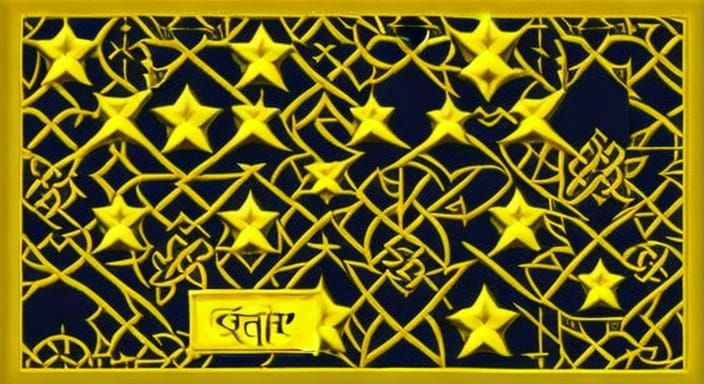 Sagittarius Fractal Celtic Runes in Yellow