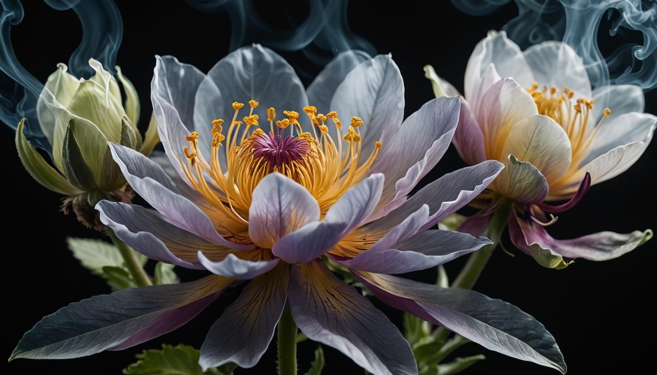 Iridescent Smoke Blossom in Double Exposure Style