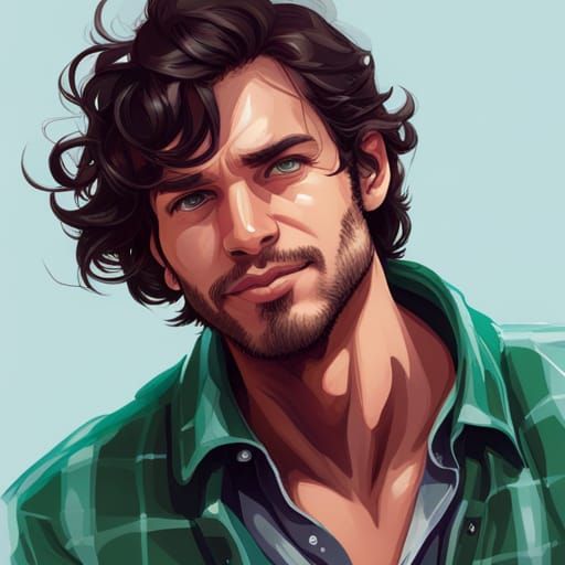 Detailed Portrait of Young Man in Art Nouveau Style