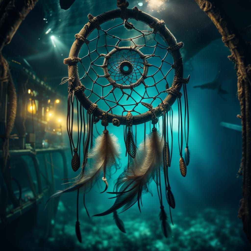 Underwater Dreamcatcher in Submarine: Hyperrealistic Image