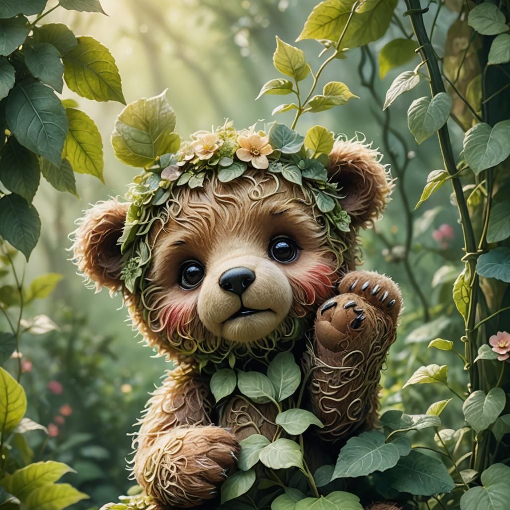 Teddy Bear in Garden: A Macro Fantasy