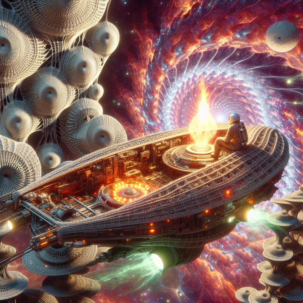 Their Sci-Fi Crochet Antigrav Ship in Sci-Fi Assemblage Sci-...