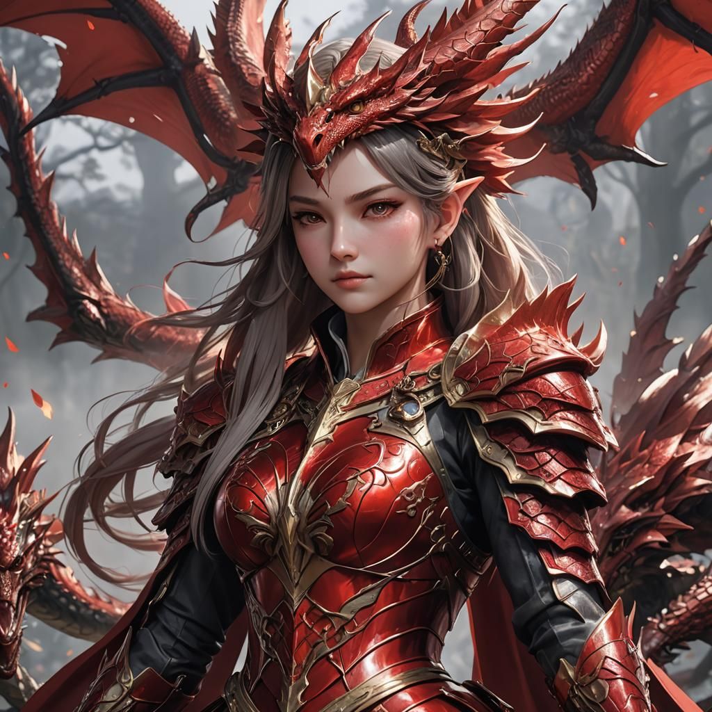 Detailed 3D Anime Dragon Queen Scarlet