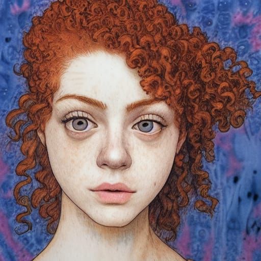 Laughing Woman Portrait in Impressionistic Style