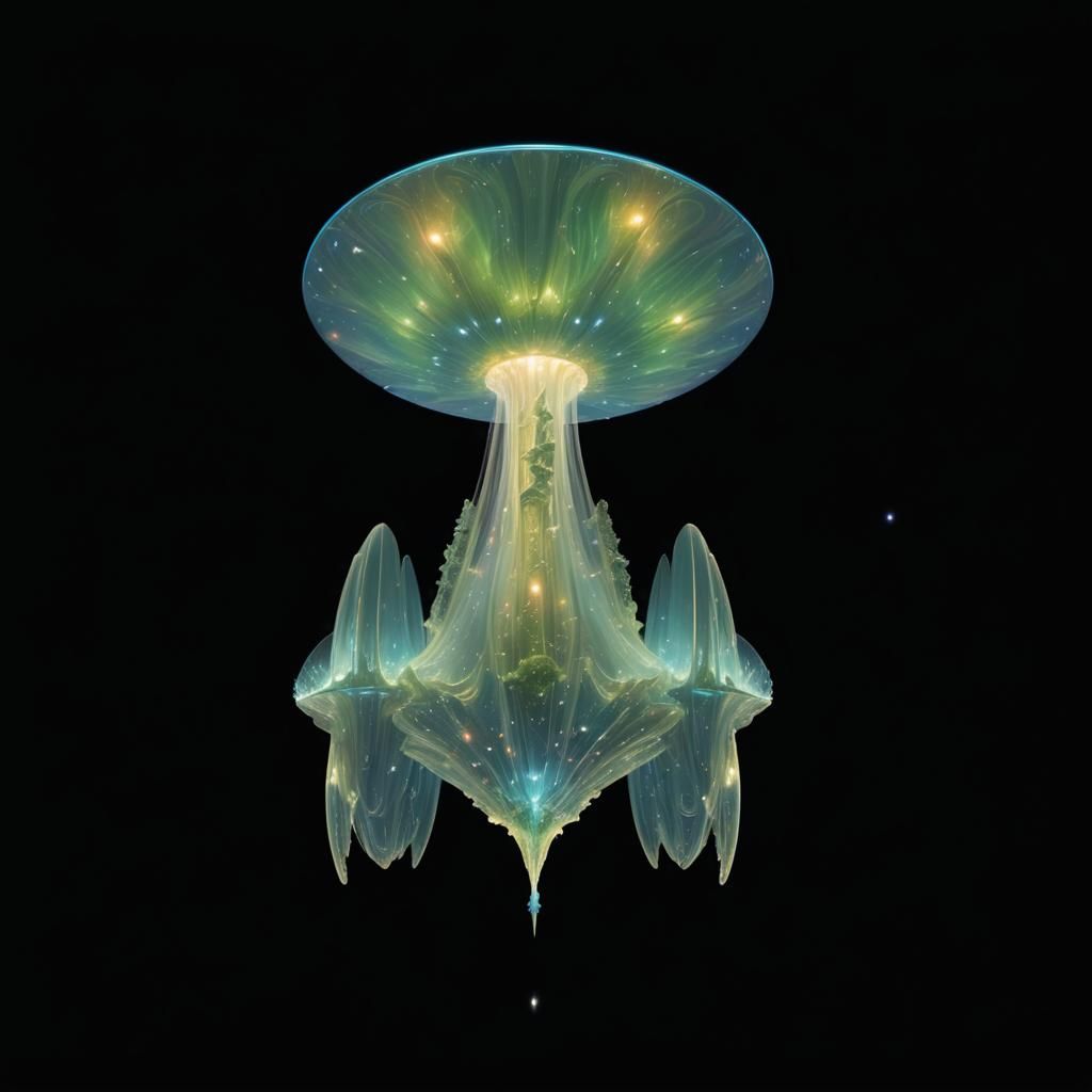 Iridescent Starship Jaunting Through the Cosmos