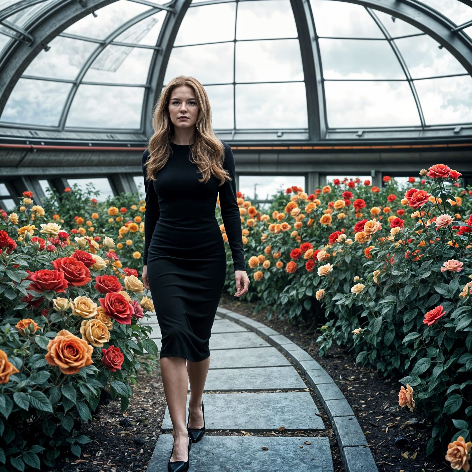 Starfleet Captain in Elegant Rose Garden, Risa Orbital Oasis