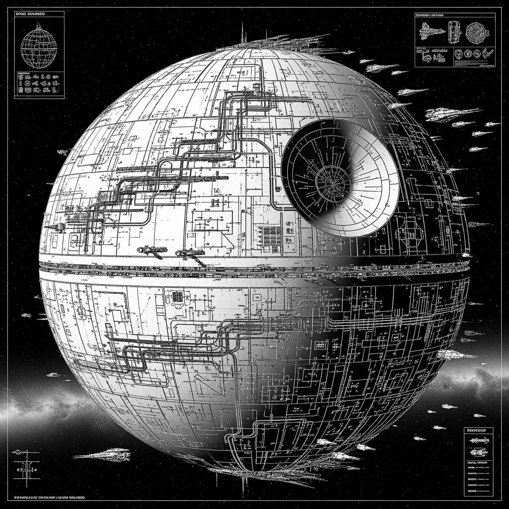 Futuristic Death Star: Architectural Blueprints in Space