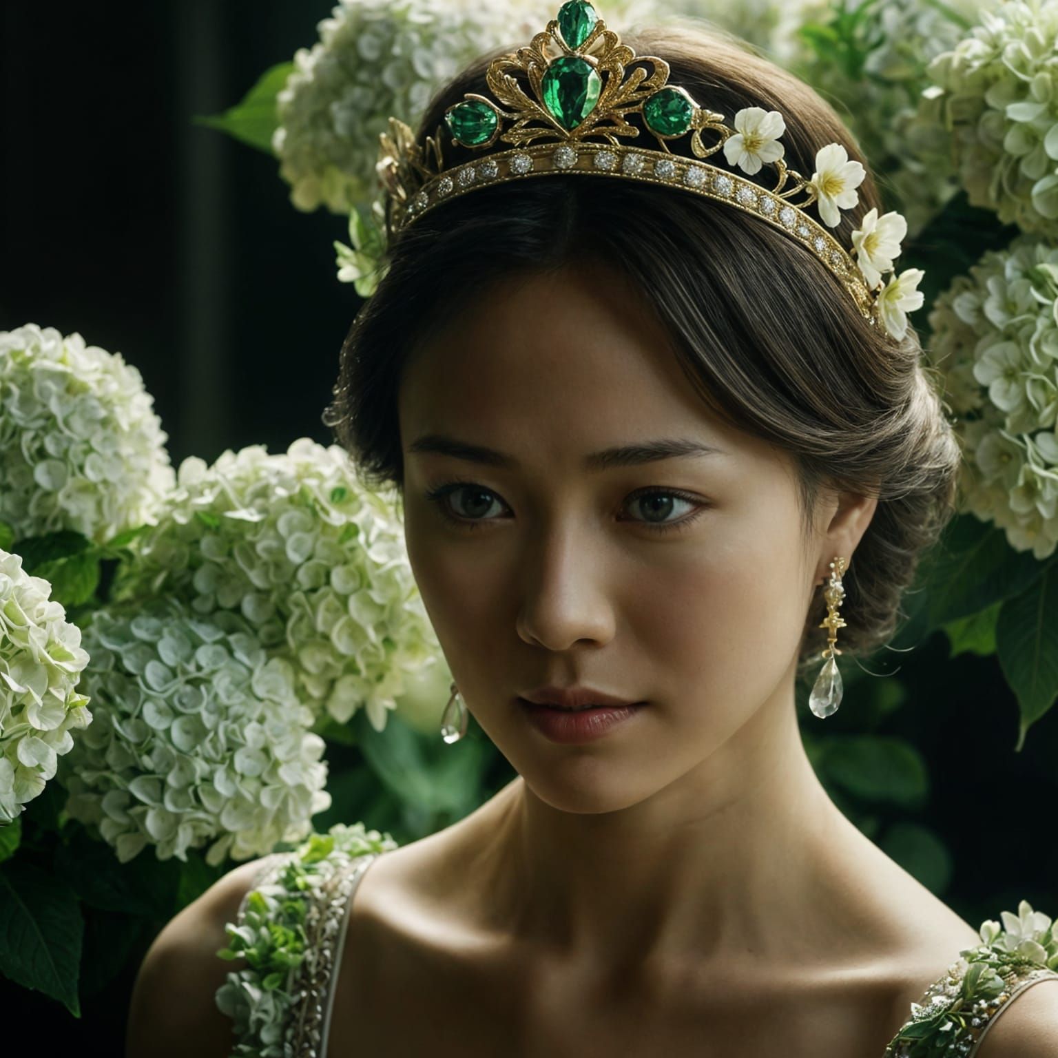 White gold tiara inspired by Hydrangeas (Hydrangea macrophyl...