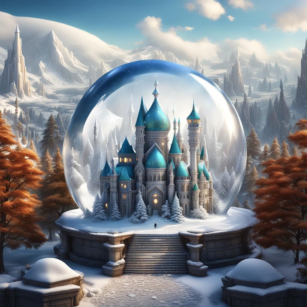 Fantastical City Inside Snow Globe: Matte Painting