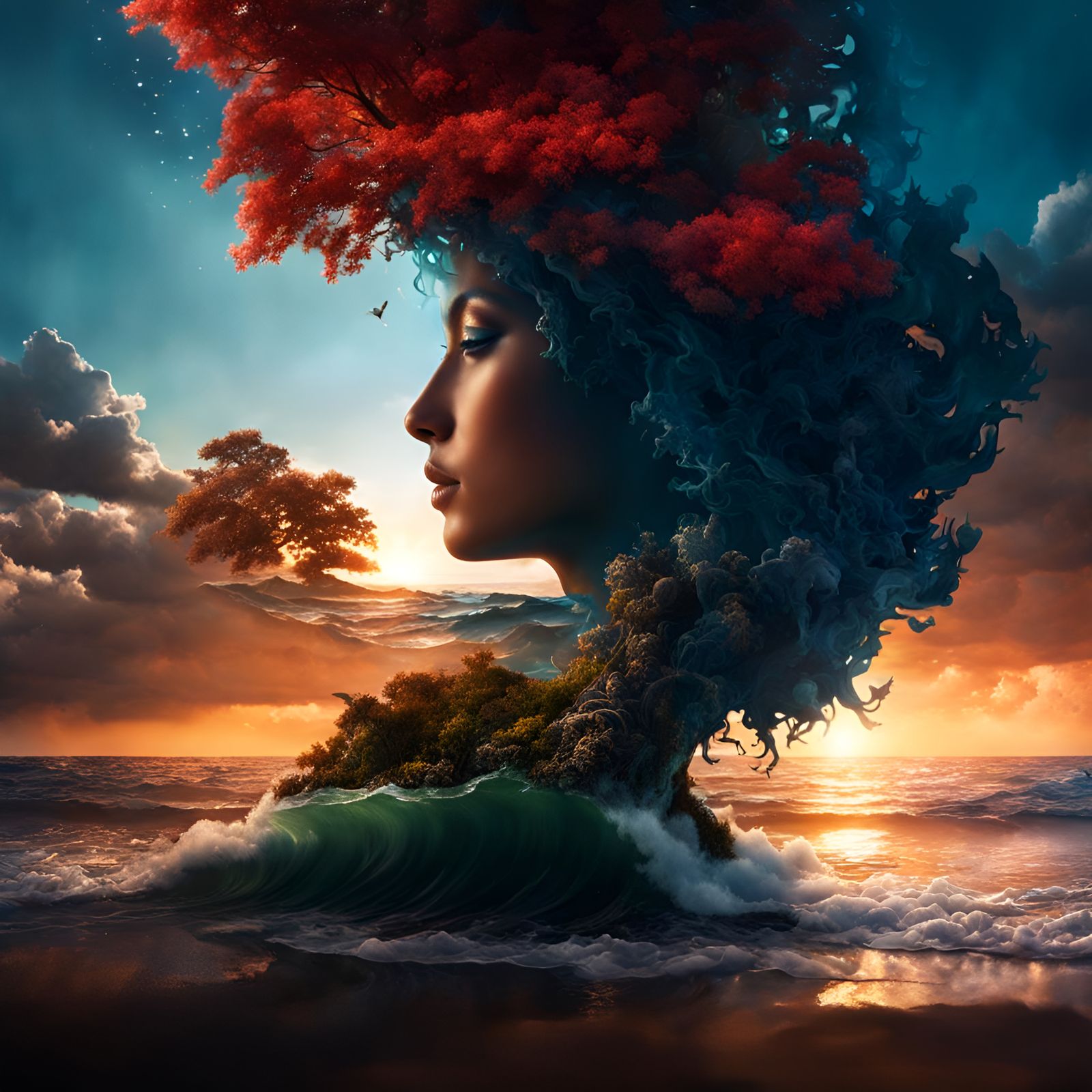 Double Exposure: Nature and Sea Goddess