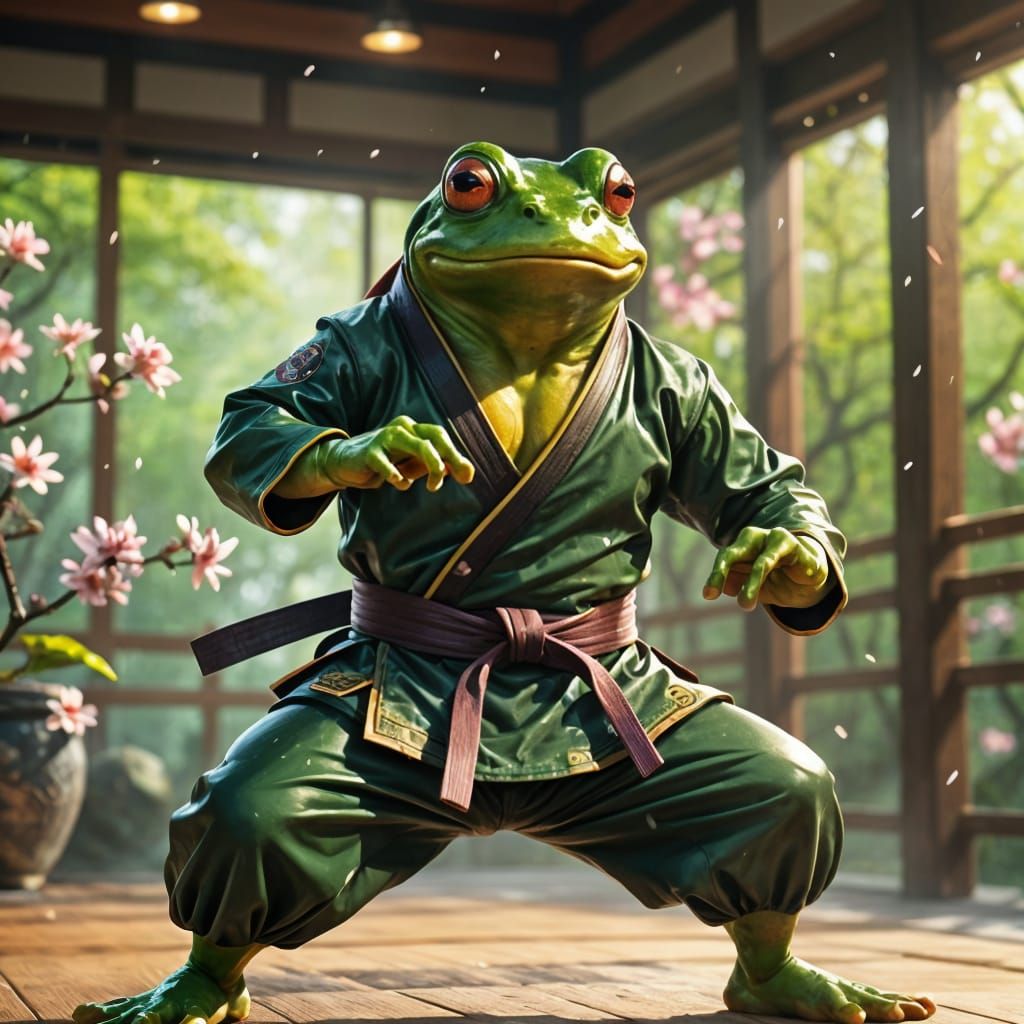 Ninja Frog Ready for Karate Fight