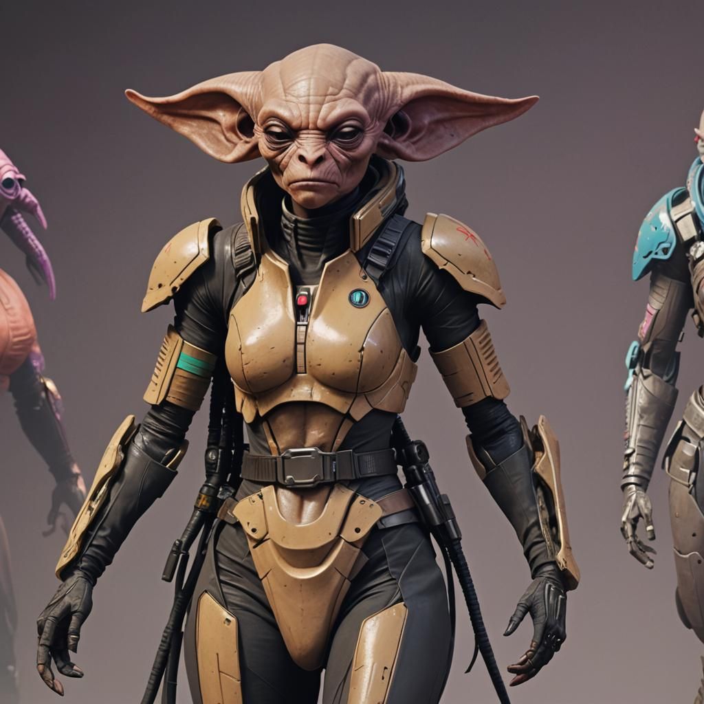 Alien Hybrid Mashup in Cyberpunk Neon Cityscape