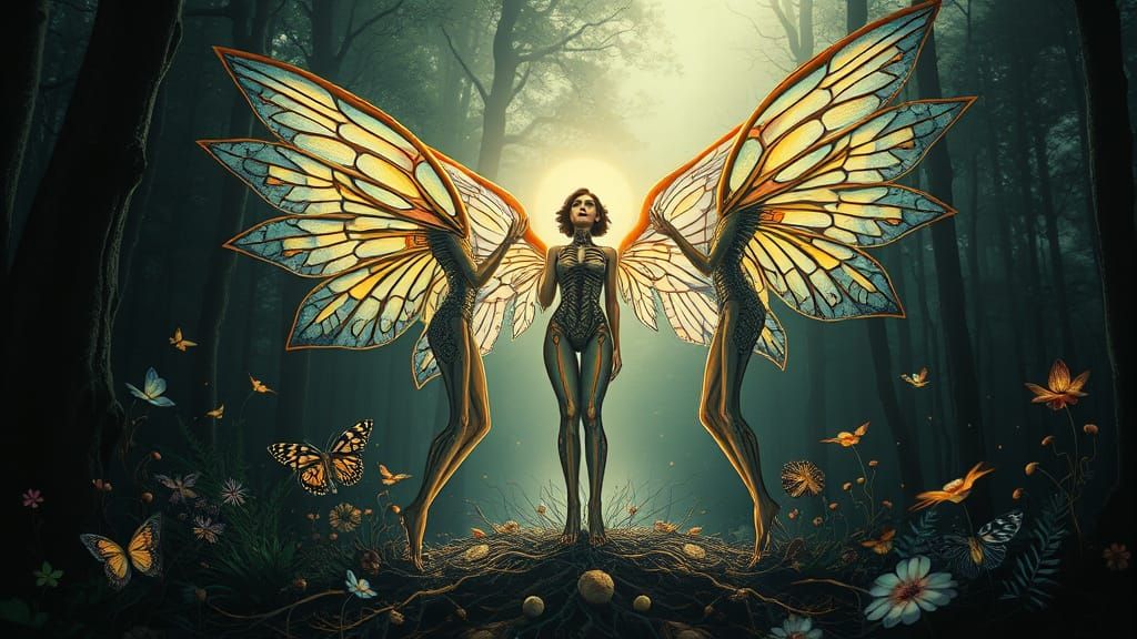 Women Blossom Like Glass Flowers in a Dreamlike Forest Scene