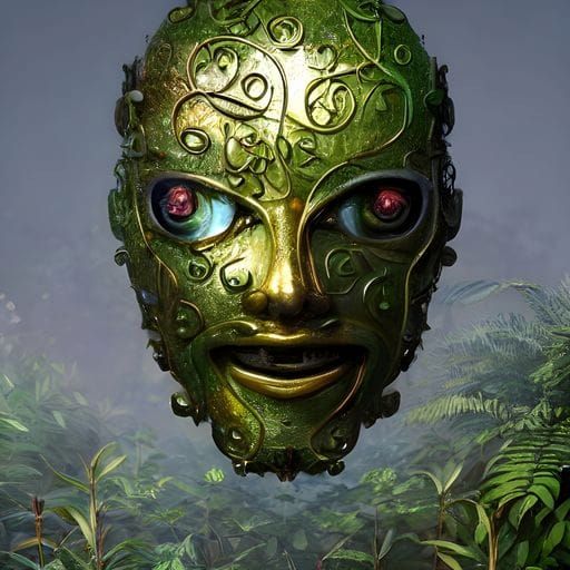 Ethereal Ghostly Figure in Lush Garden