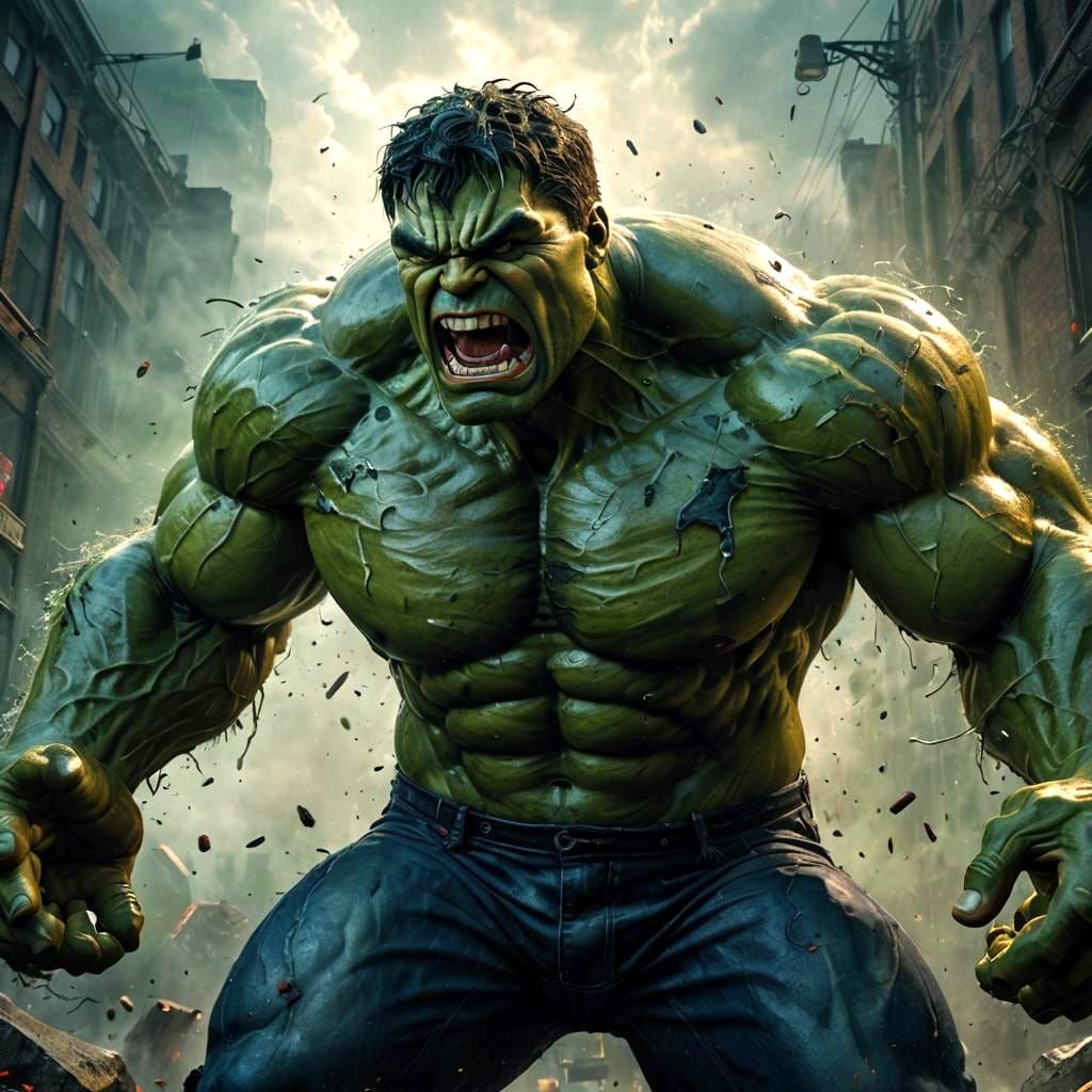 Hyperrealistic Hulk in Hyperdetailed 3D