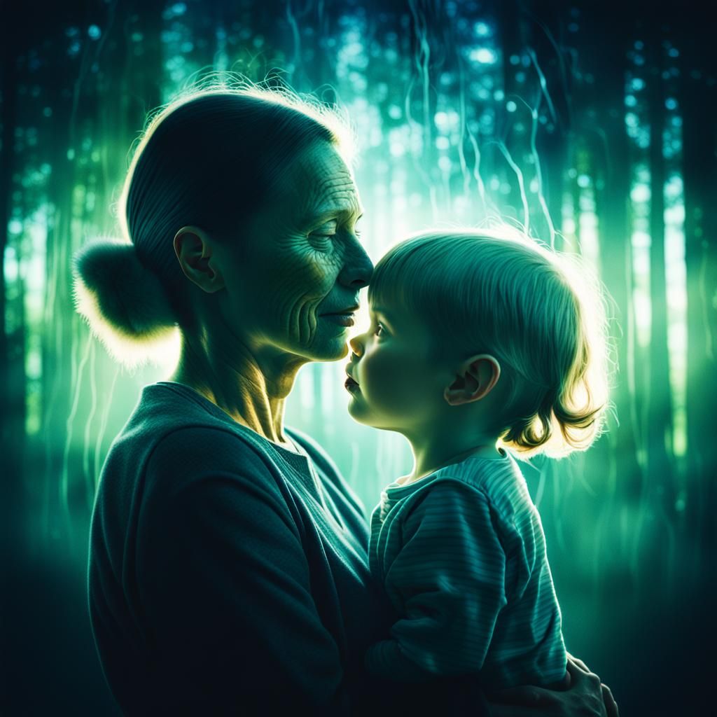 Emotional Mother and Child Double Exposure in Film