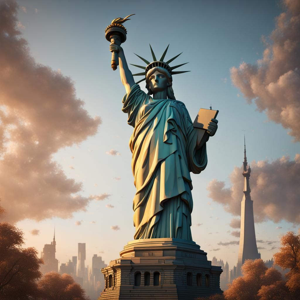 Detailed Matte Painting of the Statue of Liberty