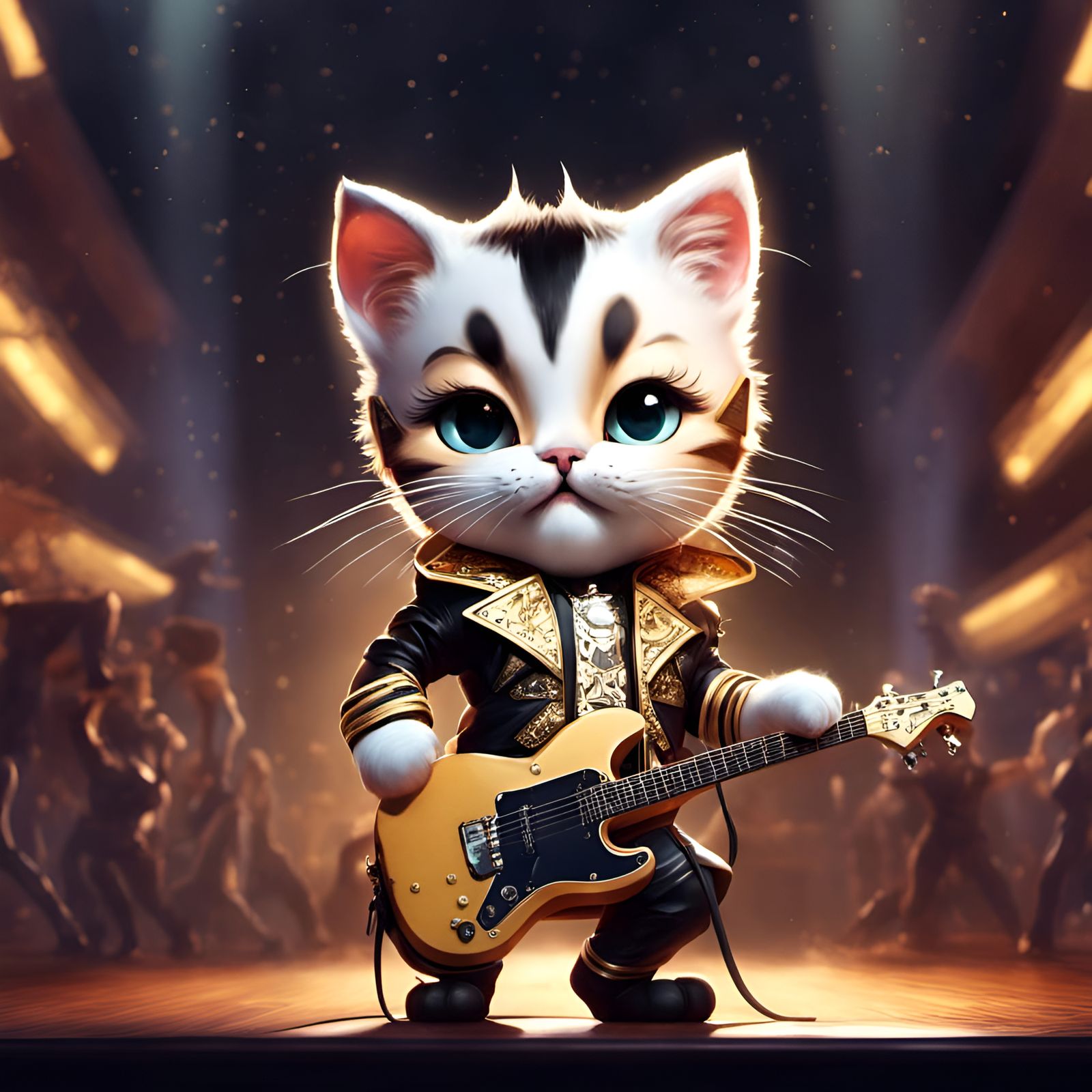 Chibi Cat as Freddie Mercury on Stage