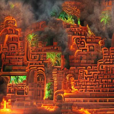 Burning Ruins of an Ancient Temple