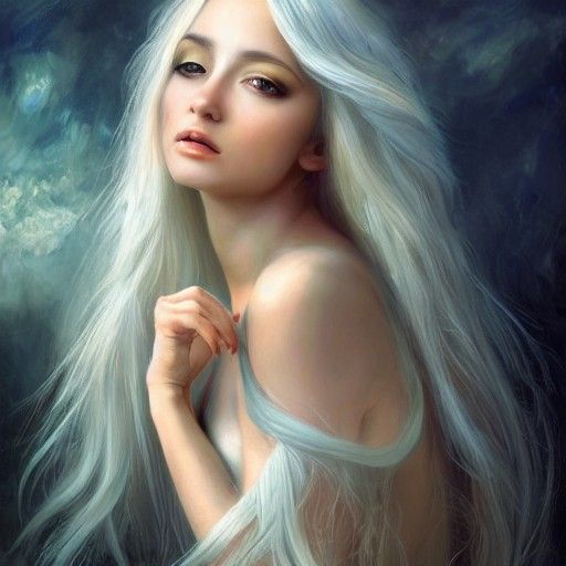 Enchanting Nymph Portrait in Oil Painting Style
