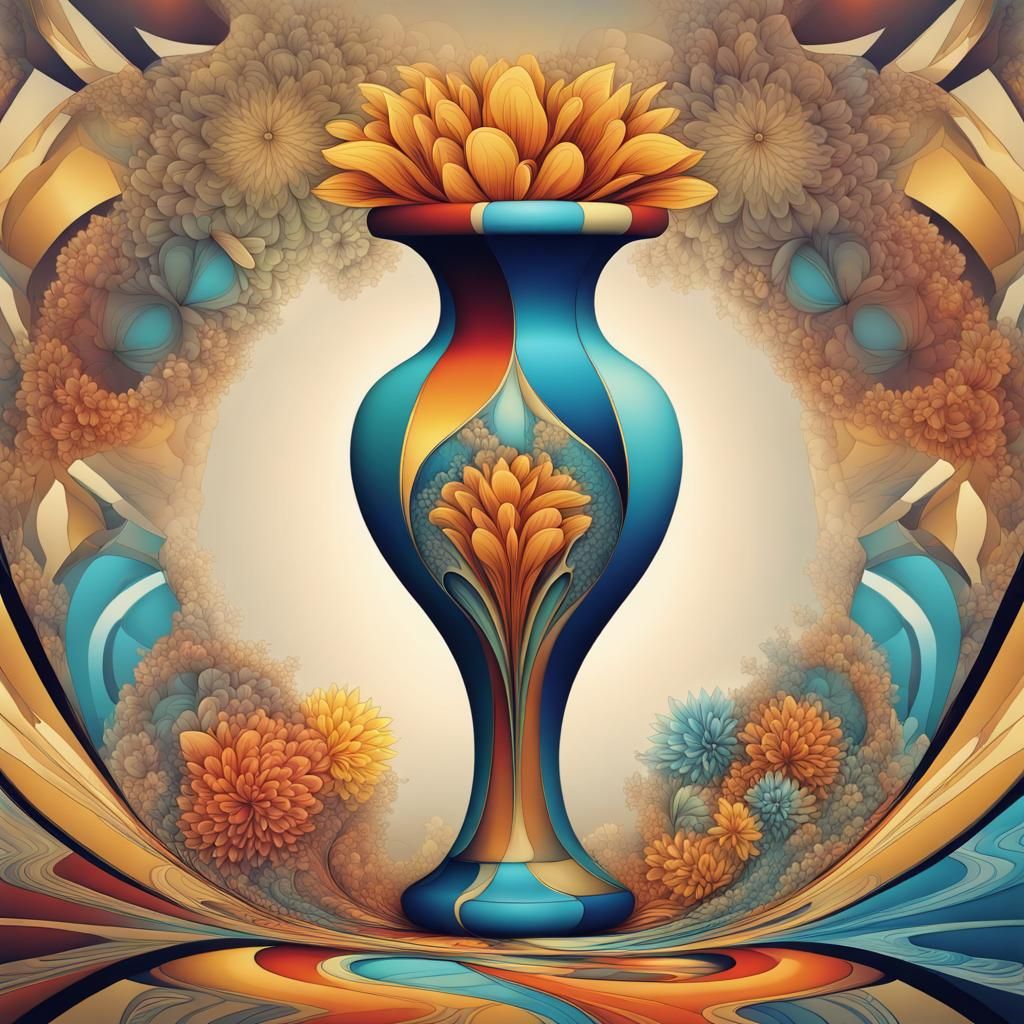 Surreal Flower Vase Fractal in Pop Art Style