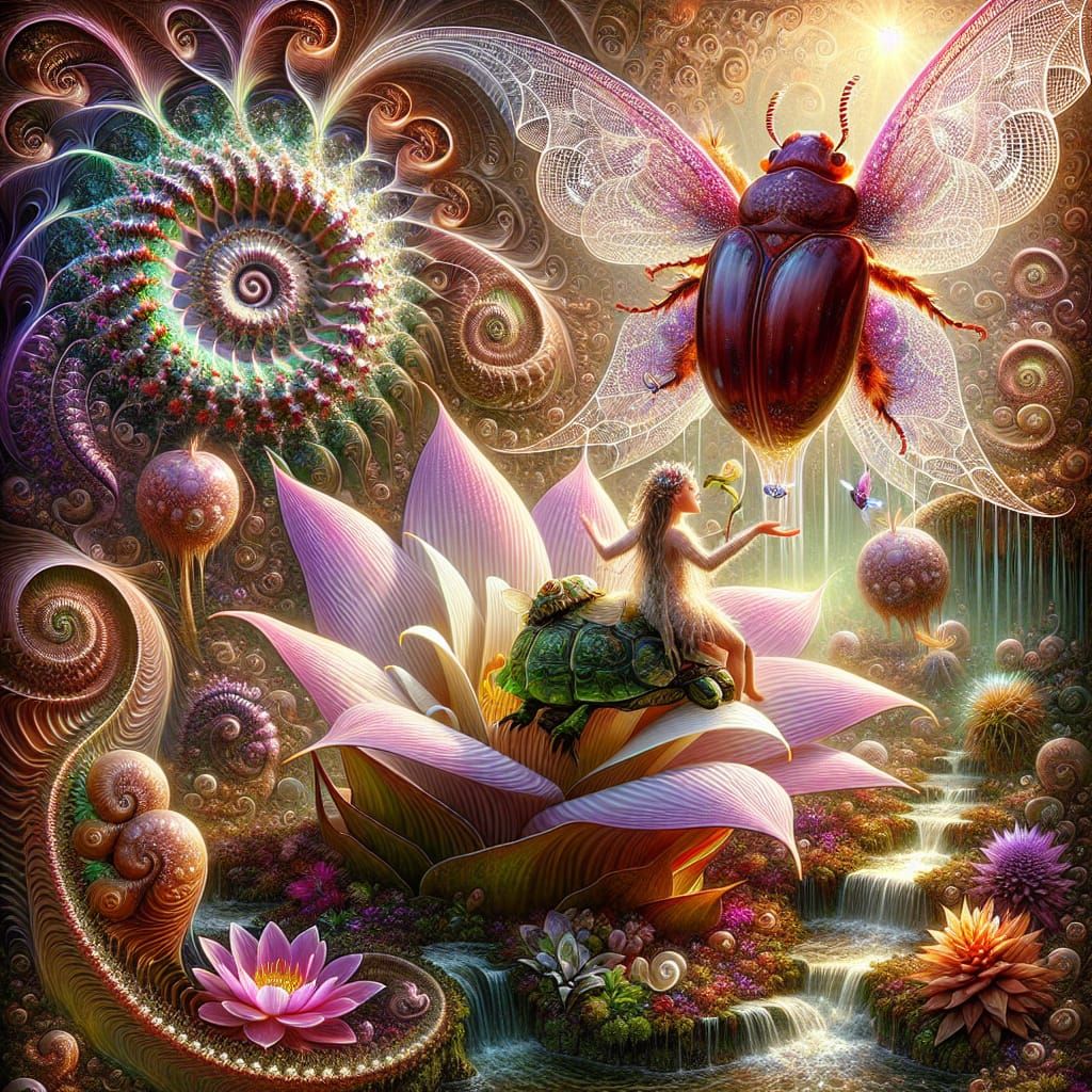 Pixie and Pet in Fractal Grandiosity Garden