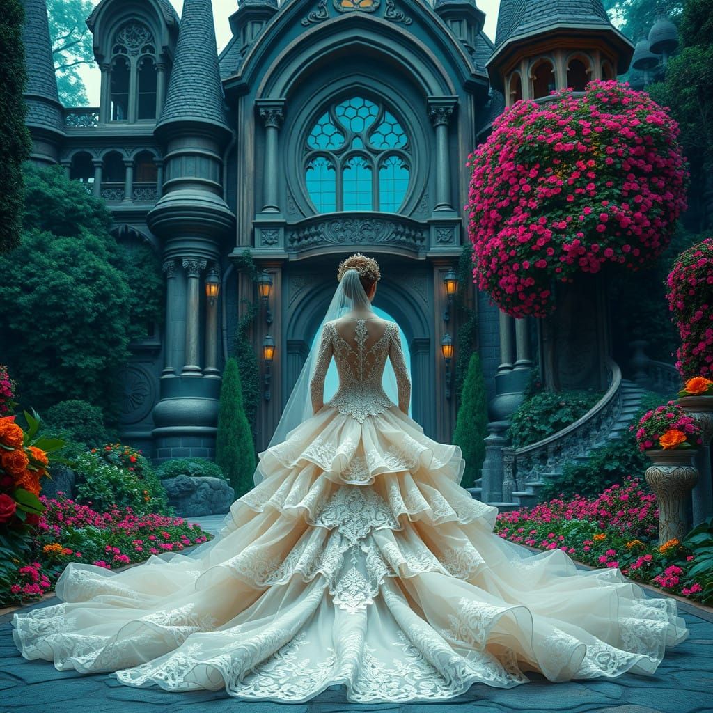 Radiant 1970s Bride Shines in Fantasy Castle