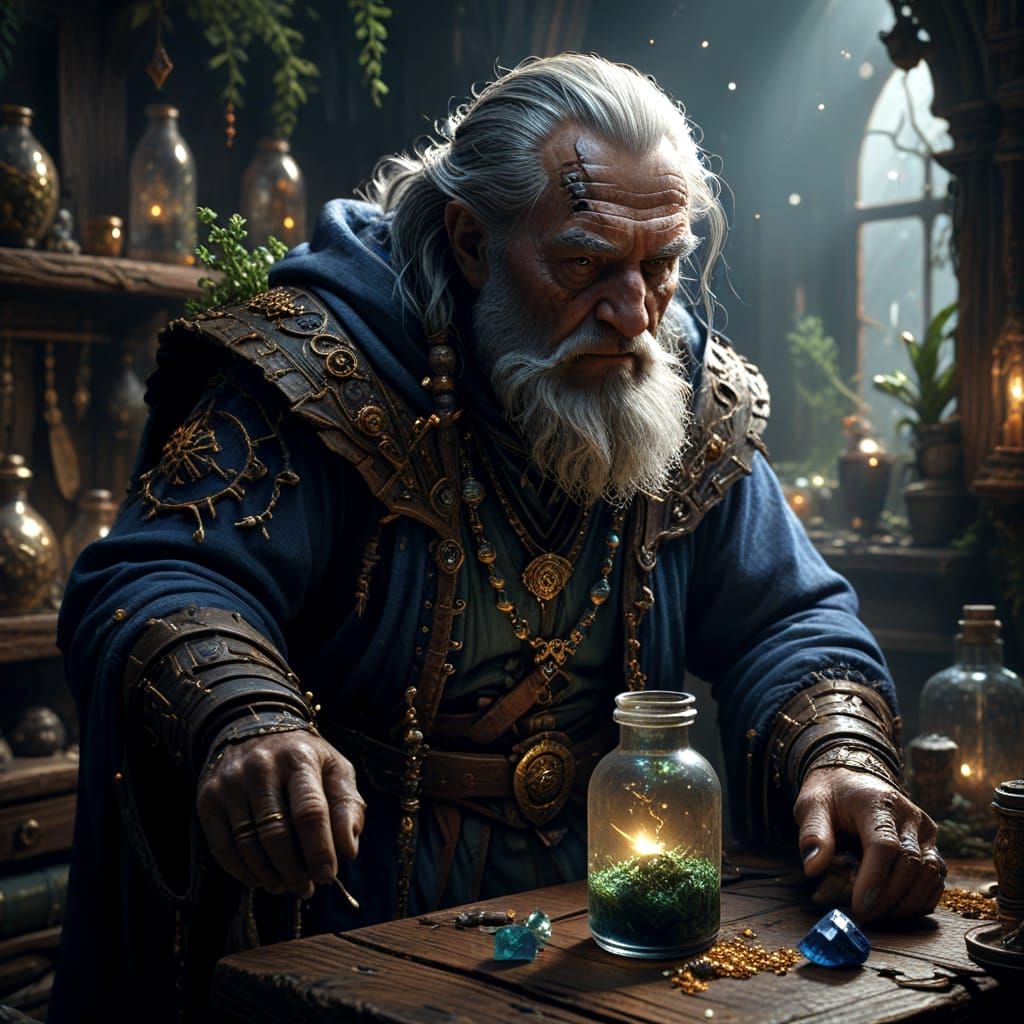 Wanderer Gathering Treasures: Realistic Art Inspired by Warh...