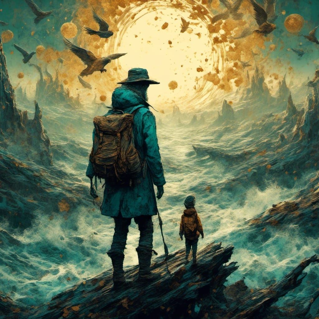 Starry Night Double Exposure Collage Art