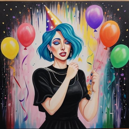 Surrealist Birthday Scene in Mournful Mood