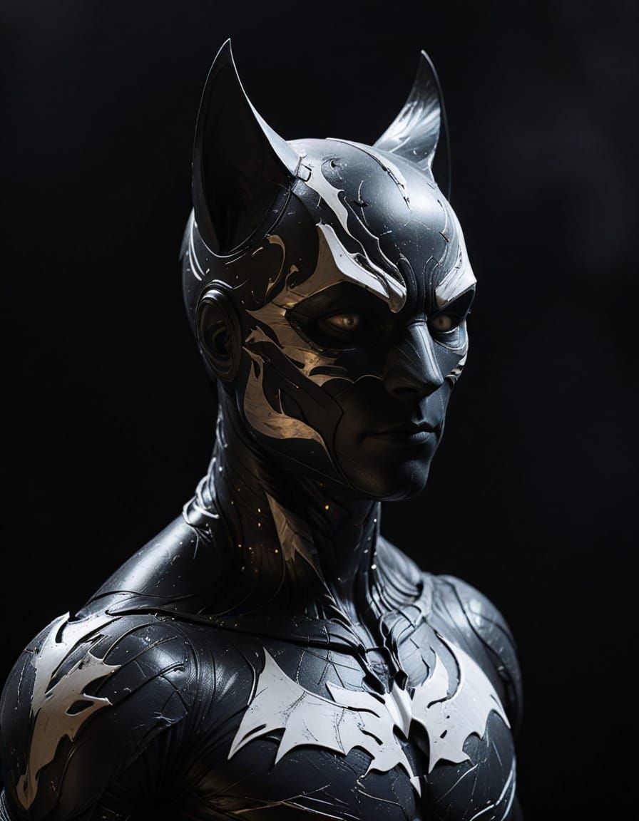 Mysterious Catman Silhouette in Dark Background