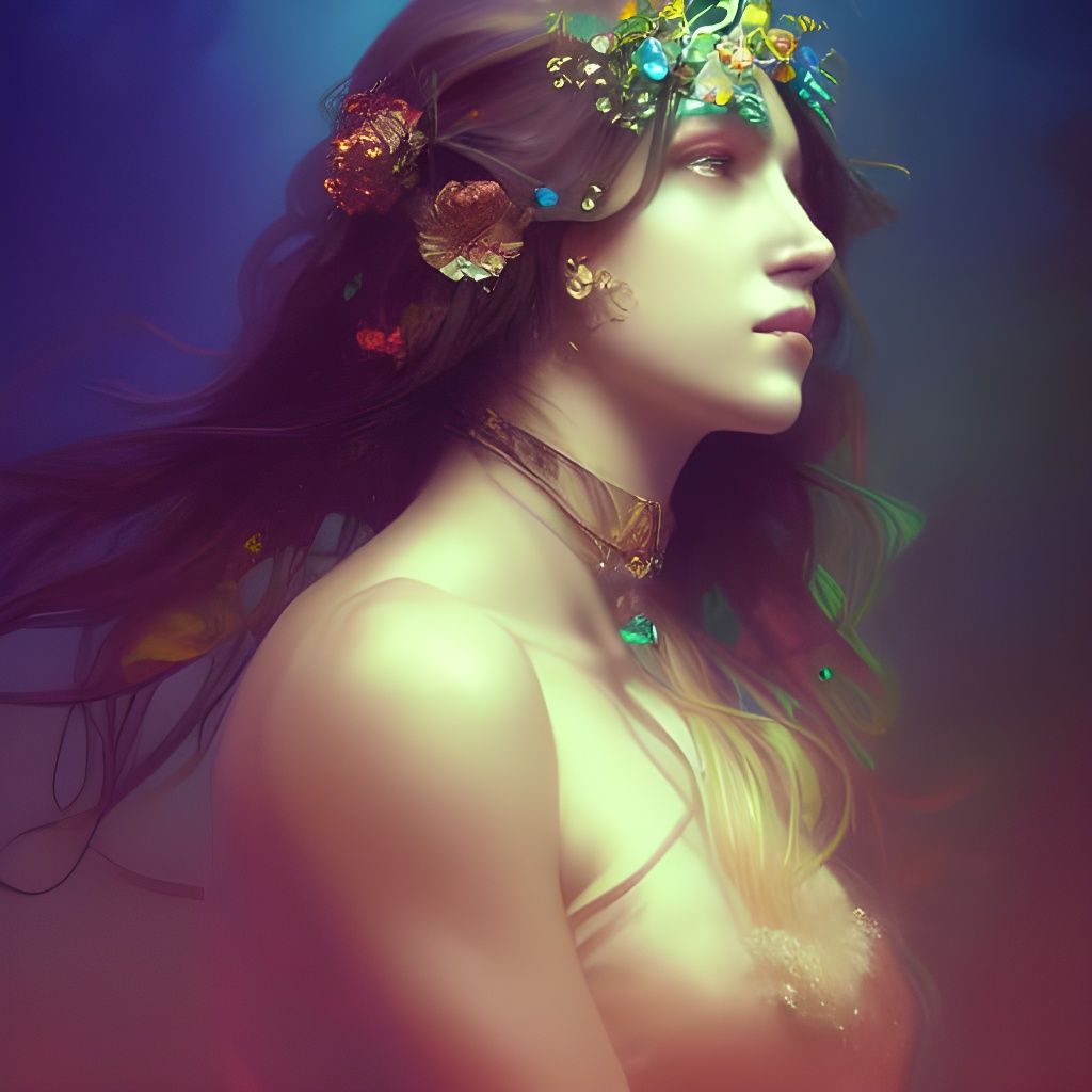 Bohemian Goddess Portrait in Hyperdetailed Style