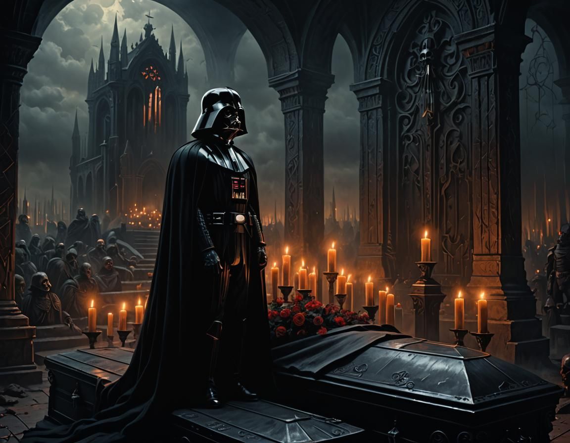 Darth Vader Mourns in Gothic Digital Painting
