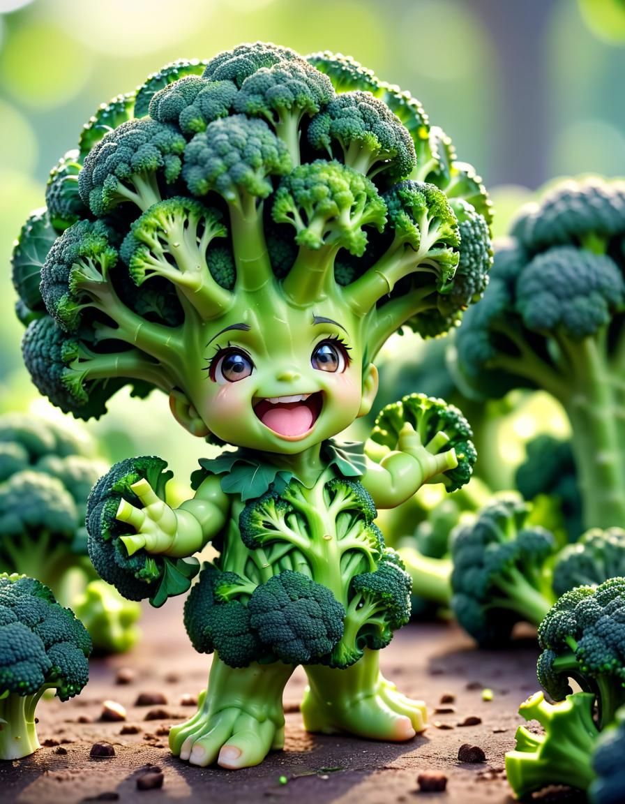 Chibi Broccoli with Bokeh in 16k Resolution