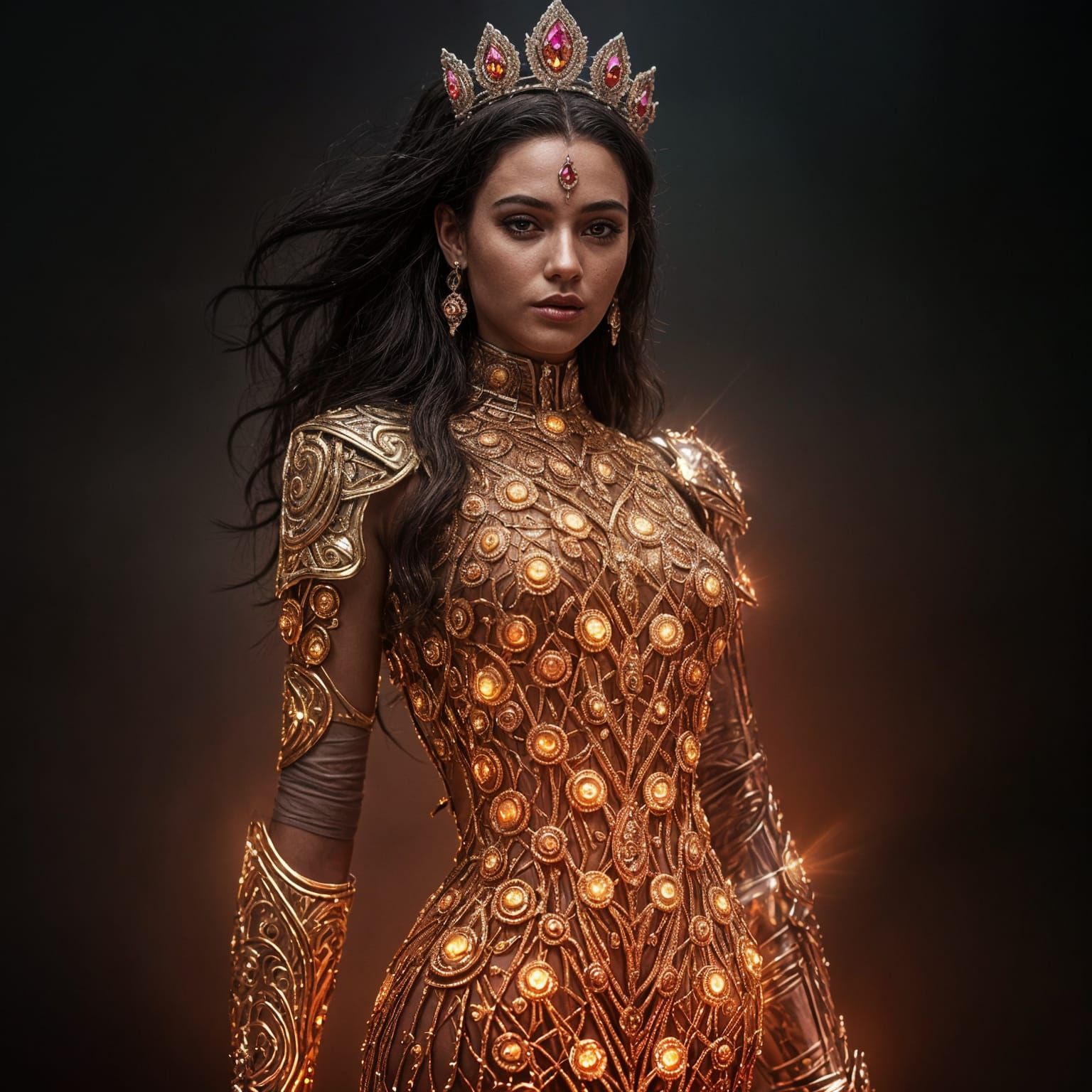 Crystalline Queen Radiating Light in the Dark Fog