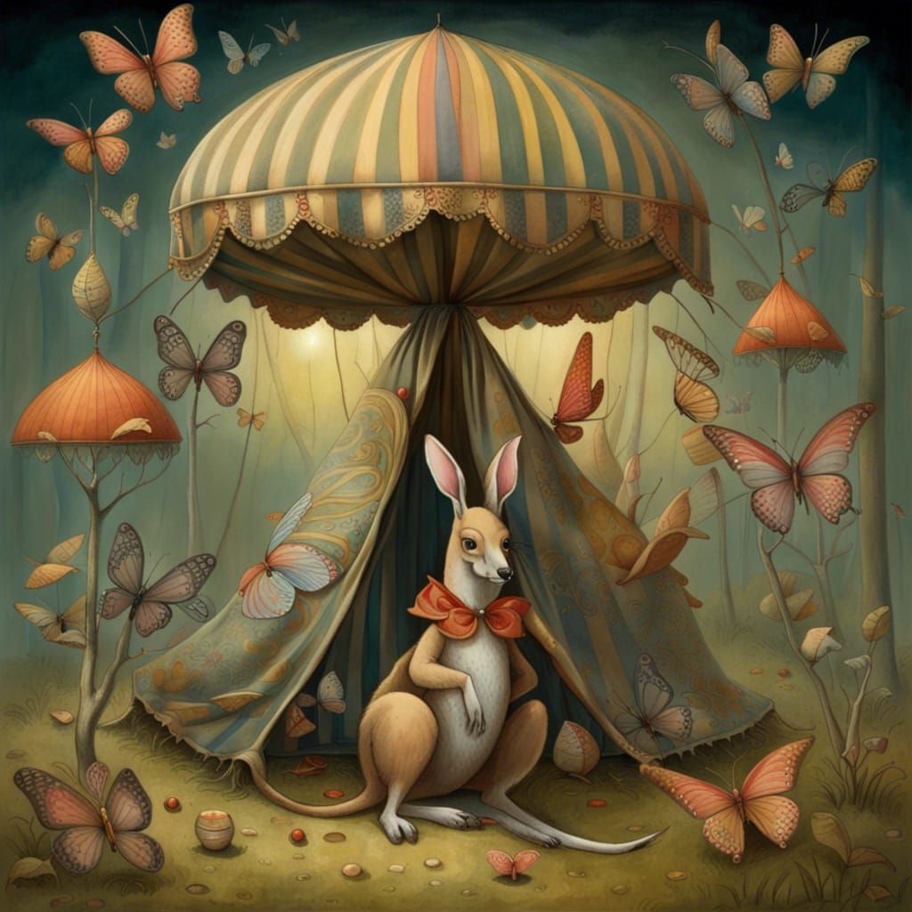 Kangaroo in Surrealist Landscape, Merriam Style