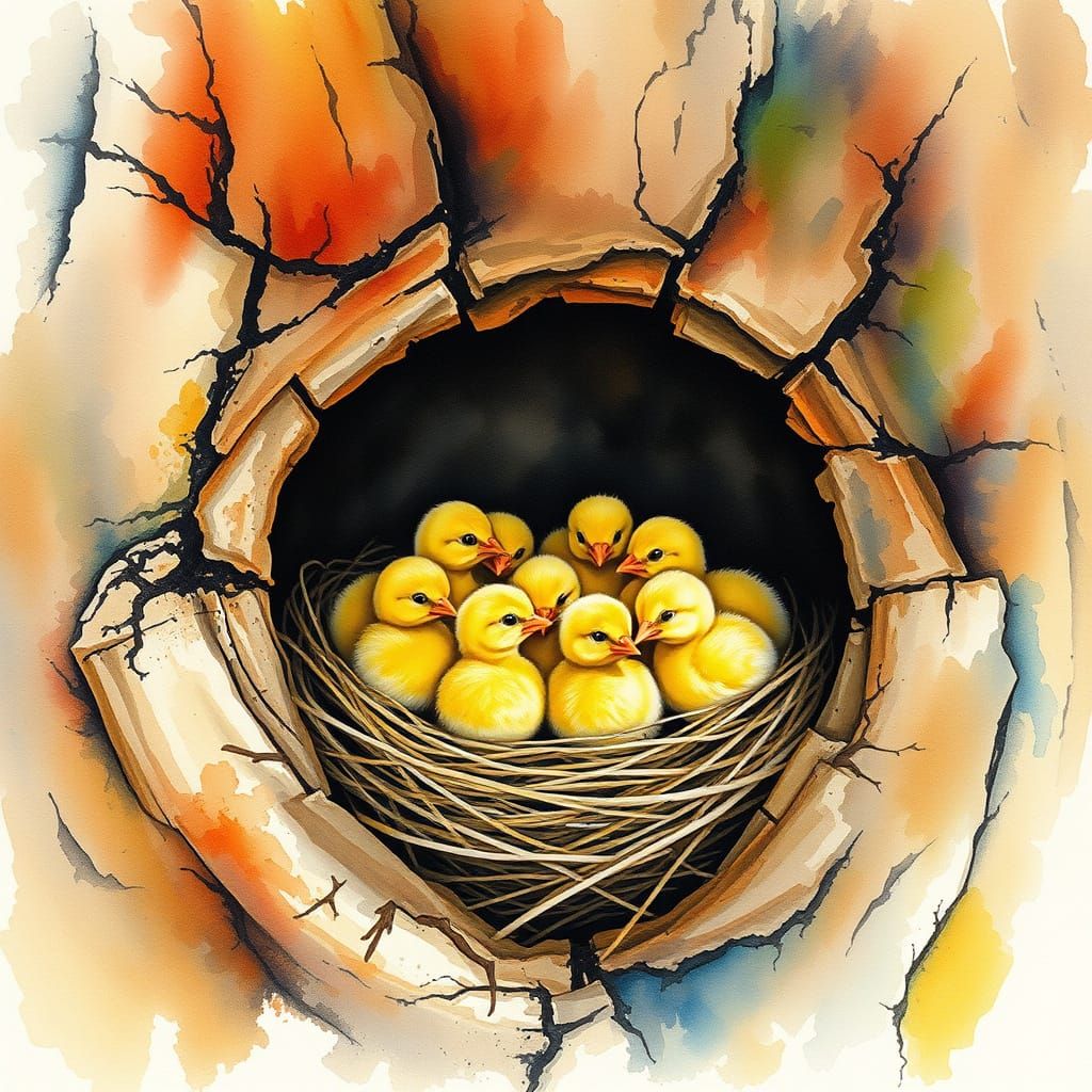 "You're a painter, you paint chicks in a nest in a hole in a...
