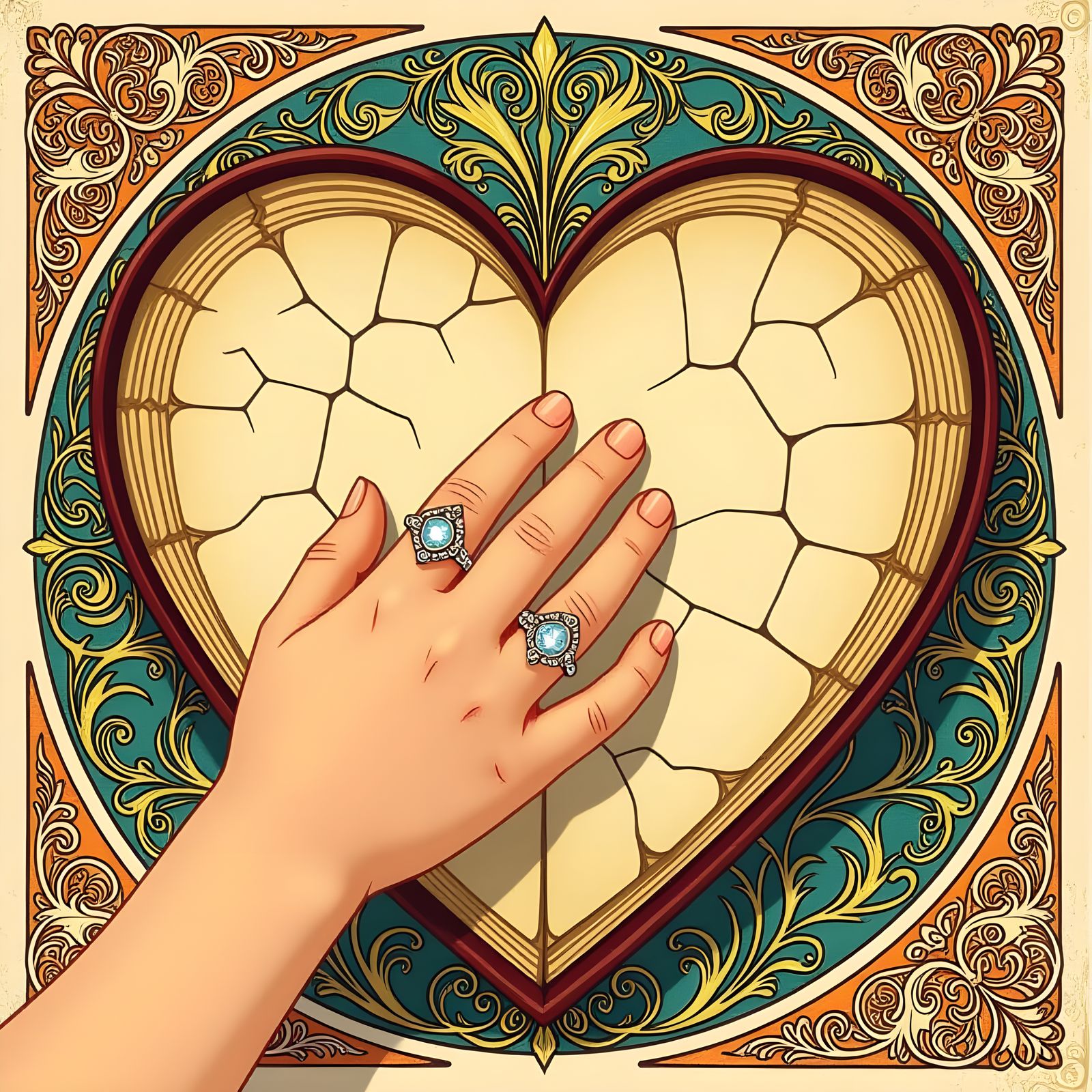 Heart Shaped Book Held in Hand with Diamond Ring