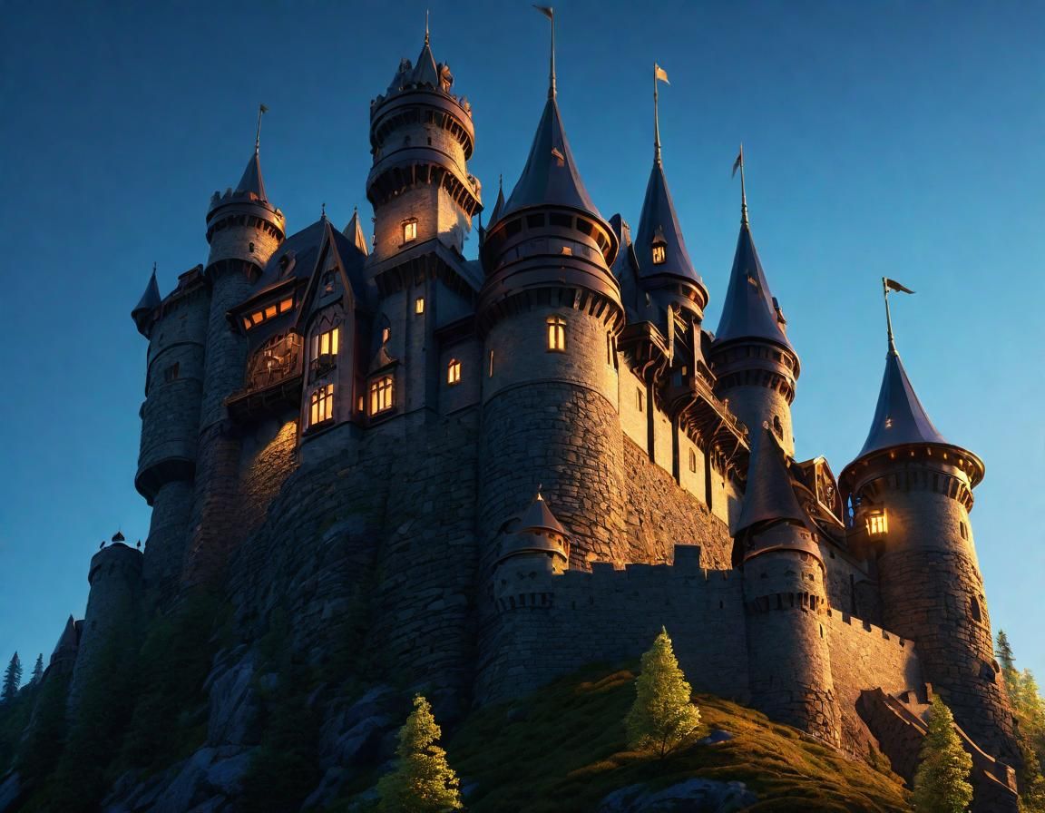 Mountaintop Castle with Volumetric Lighting