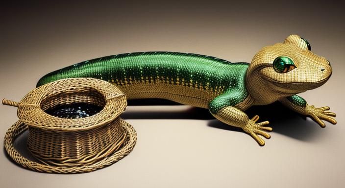 Realistic Wicker Salamander Sculpture