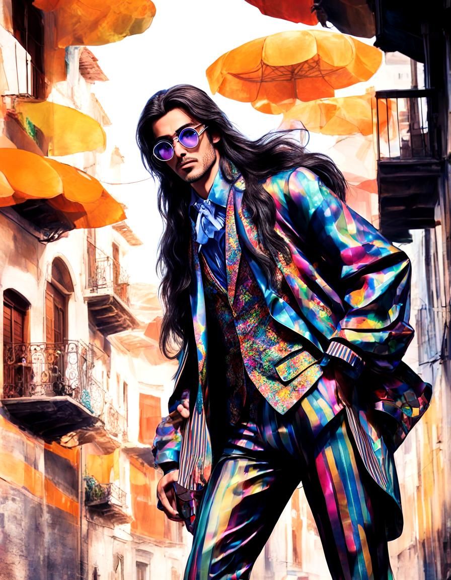 Anime Model in Spain with Iridescent Colors