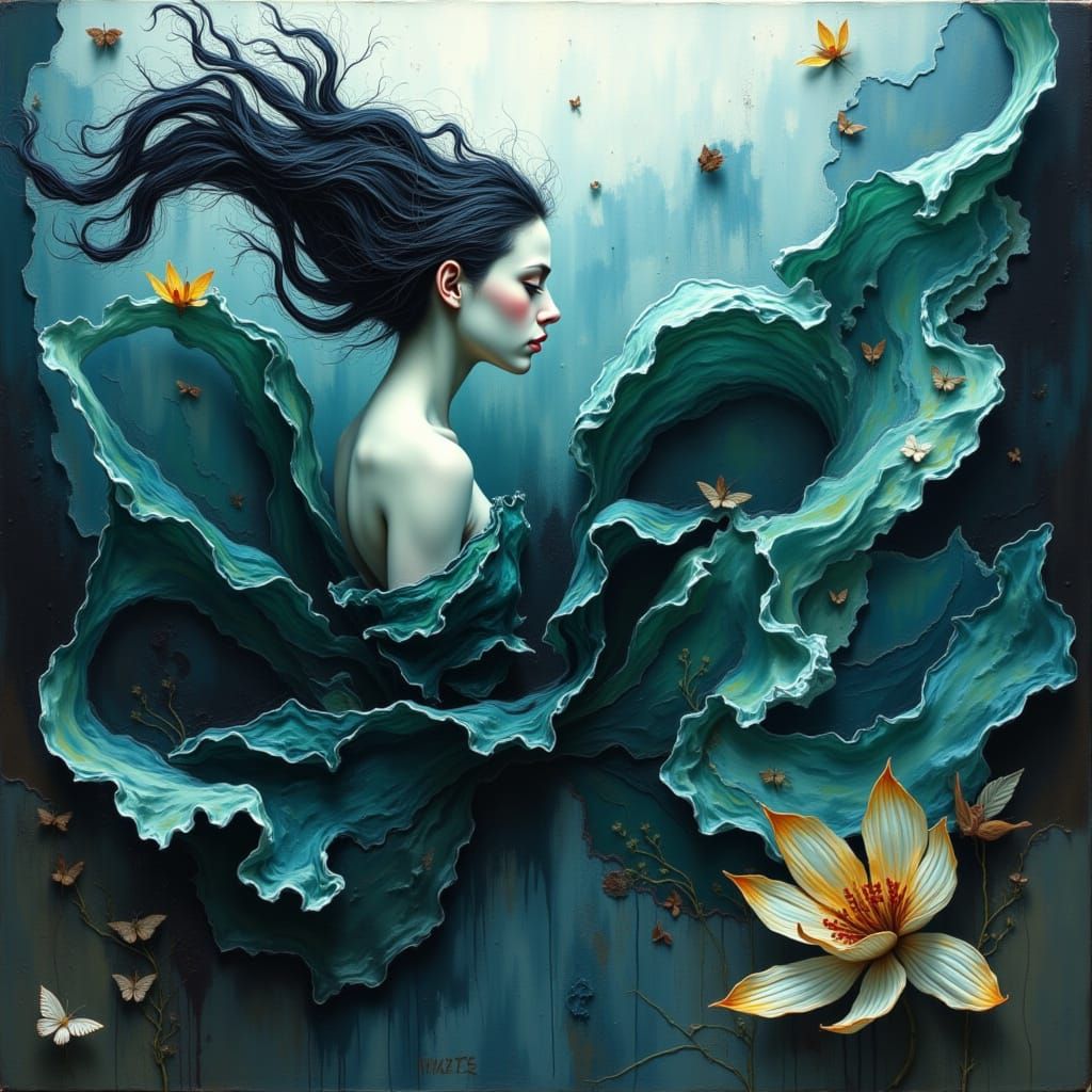 Woman Dissolves Into Sea as Waves of Grief