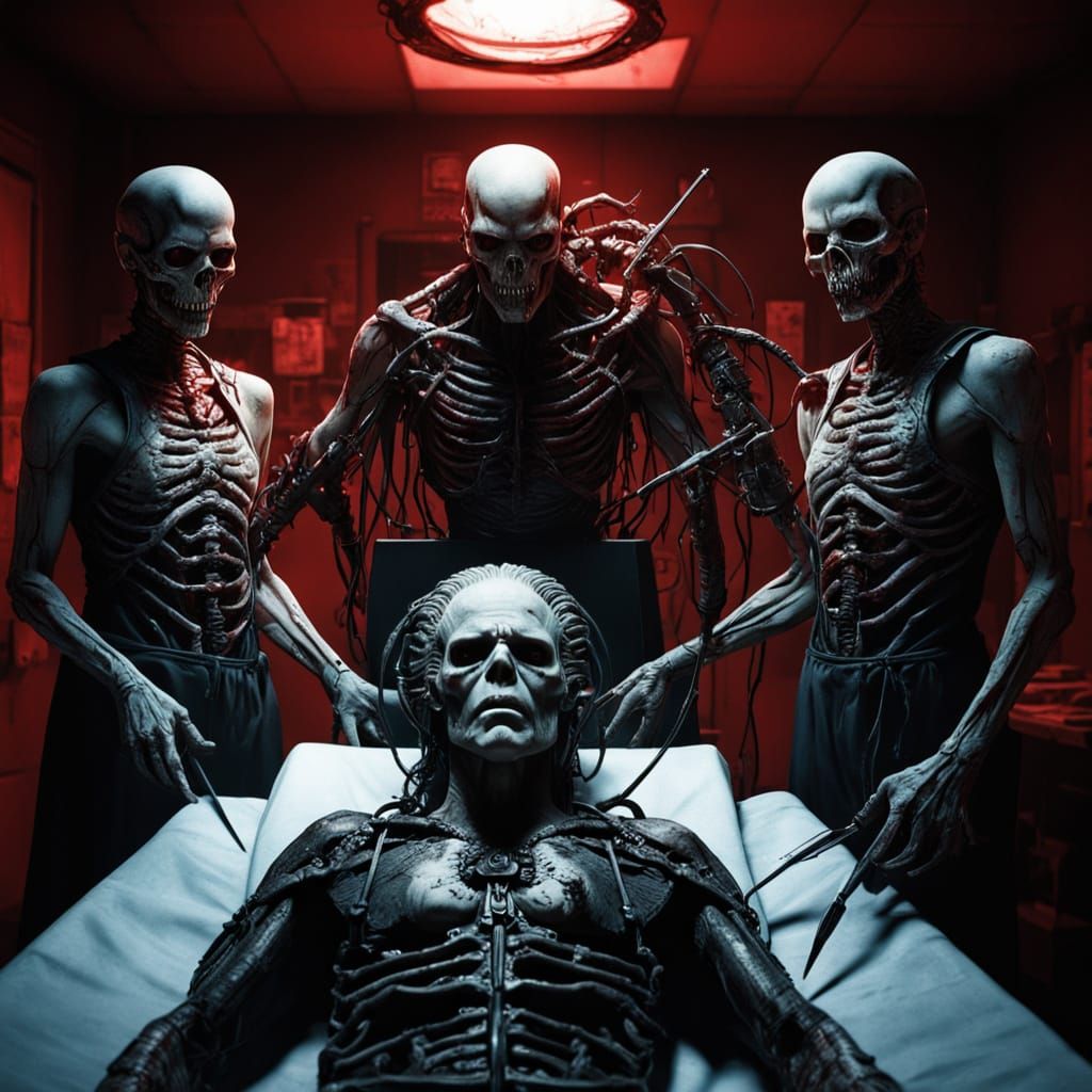 Gruesome Hospital Horror Scene in Dark Fantasy Style