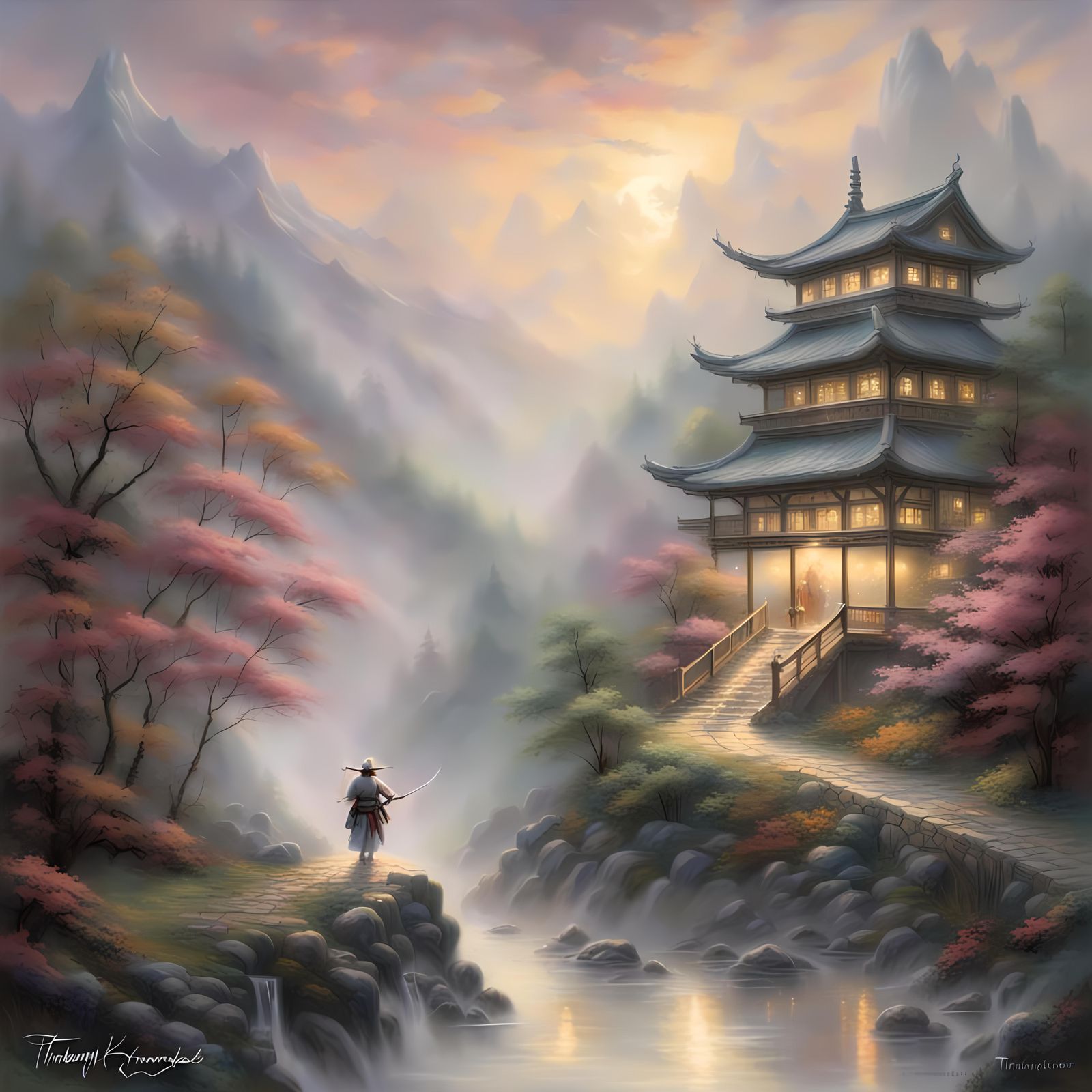 Ethereal Samurai in Hyperdetailed Fantasy Mist