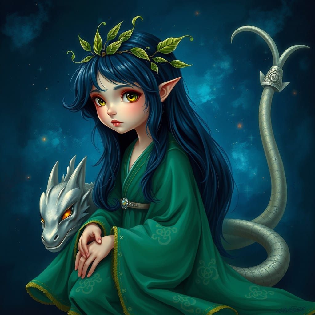 Mystical Princess Surrounded by Celestial Dragon