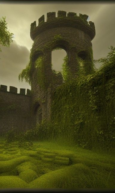 Overgrown Medieval Castle Ruins with Giant Eye