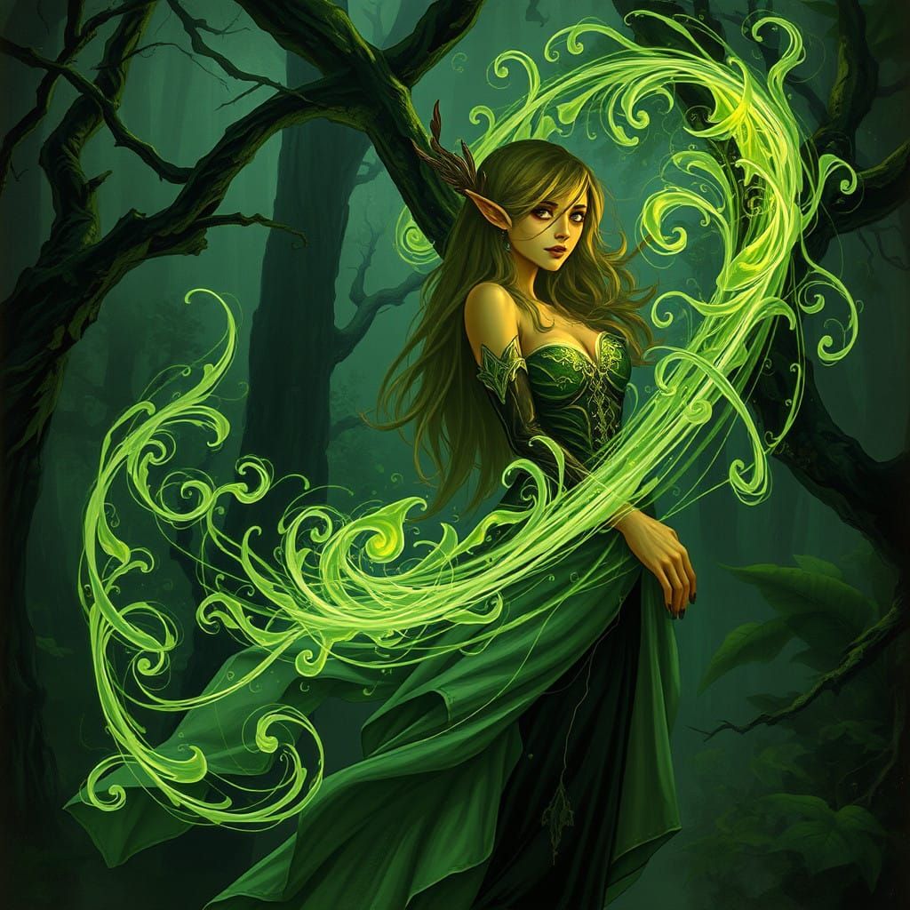 Ethereal Elf Maiden in Verdant Forest